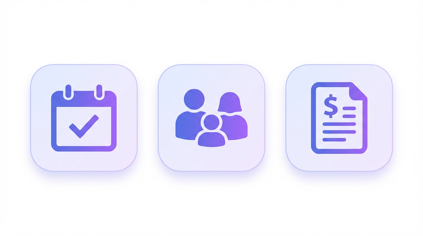 StageNote invoicing features: calendar-based billing, family management, and payment tracking